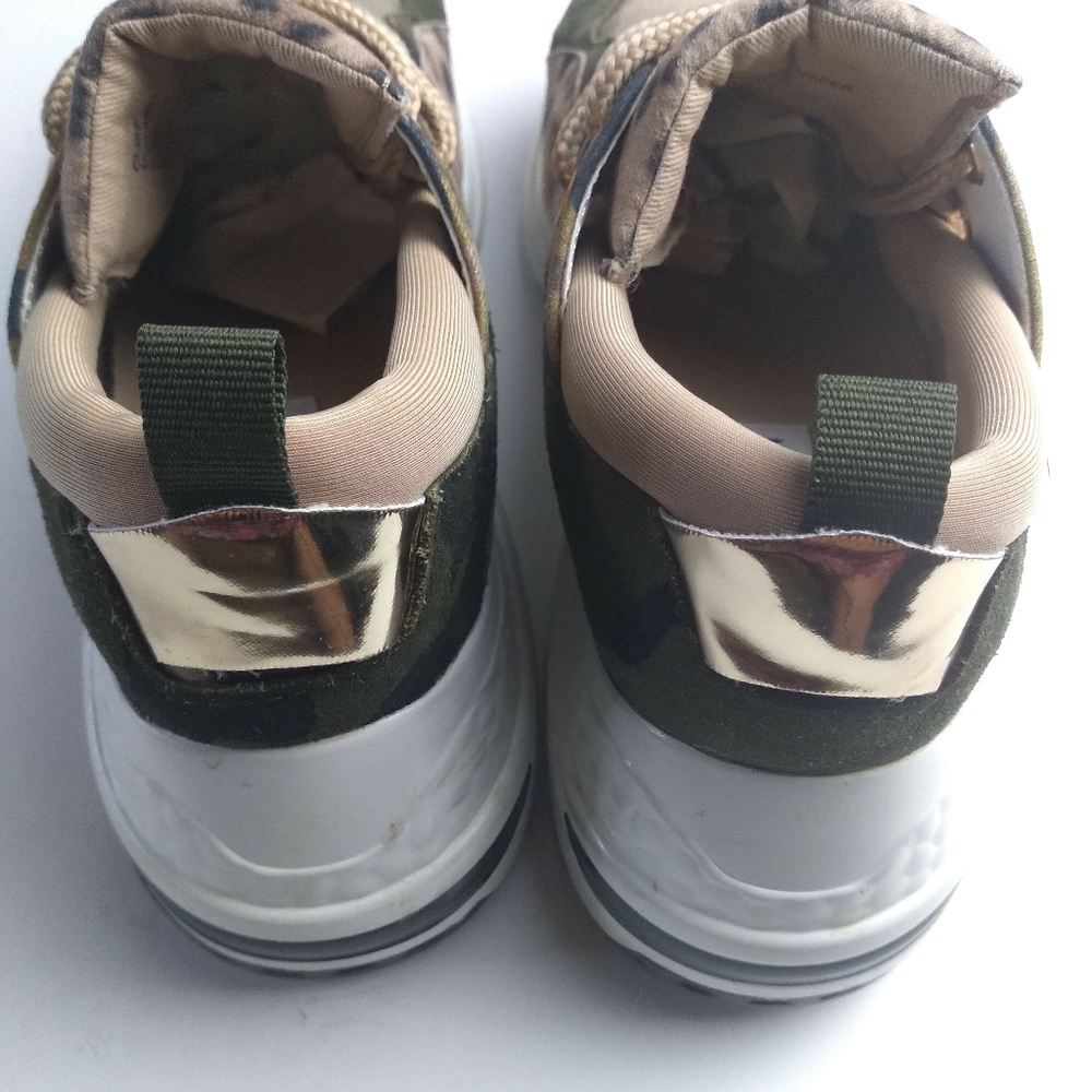 Steve Madden cliff kakki and green camo animal print p sneakers size 7.5 - Picture 4 of 10